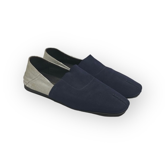 Donald J Pliner® ༄ Audra Leather Espadrille Flats ༄ Navy + White Metallic ༄ 9.5M - Picture 10 of 16